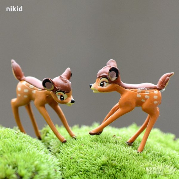 2 бр Бамби мини Сърнички сърна пластмасови фигурки pvc украса декорация торта фигурка, снимка 1