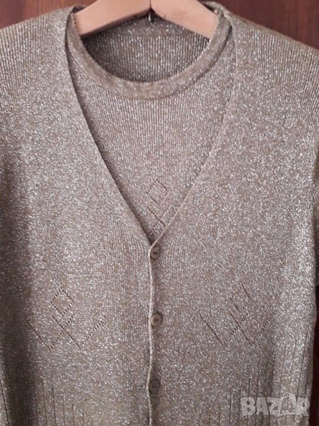 Дамски комплект жилетка с блуза с къс ръкав, снимка 1