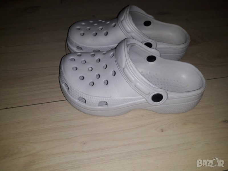 Бели детски гумени  чехли тип сабо, снимка 1
