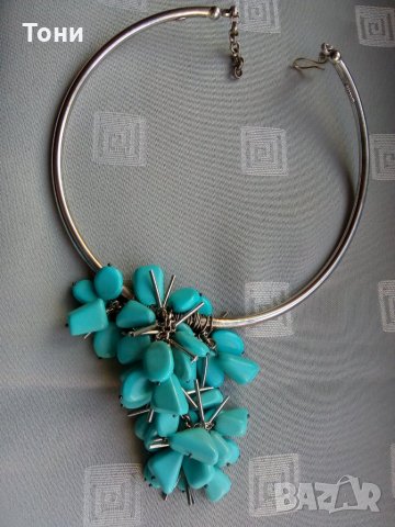 Сребърно колие с естествени камъни Oxette, снимка 3 - Колиета, медальони, синджири - 25842315