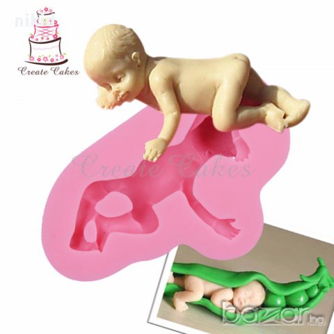3D бебе с протегната ръка силиконов молд пита декор украса торта фондан гипс сапун тесто отливка, снимка 3 - Форми - 17336656