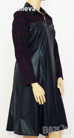 Нова рокля от лилава еко кожа - XL, снимка 2 - Рокли - 23295884