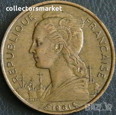 20 франка 1961, Реюнион, снимка 2 - Нумизматика и бонистика - 26035885