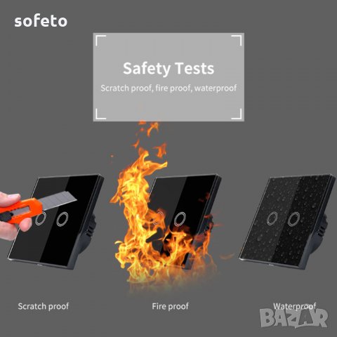 Сензорен ключ за лампи водоустойчив луксозен стъклен работи с докосване, снимка 4 - Друга електроника - 22431630