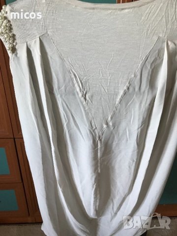 15 лв до 30.07!Guess,нова блуза с перли, еластична, цвят пудра, снимка 7 - Тениски - 23292993