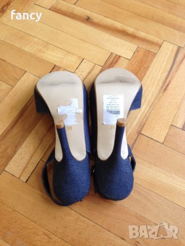 Сандали от дънков плат, снимка 4 - Дамски обувки на ток - 25117465