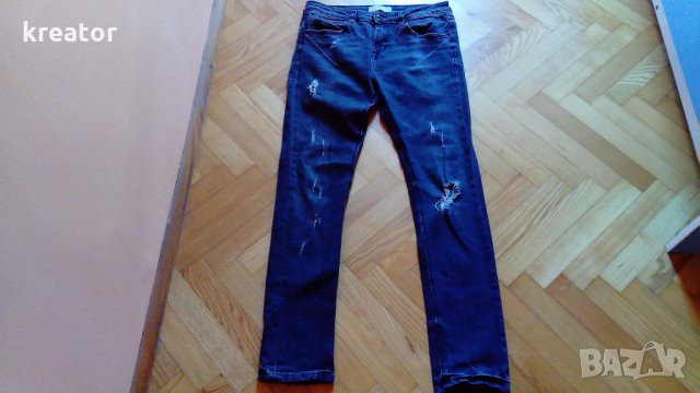 zara man jeans оригинал размер 32 мъжки дънки zara skinny fit вталени тъмно сиви, снимка 6 - Дънки - 22463076