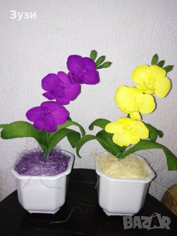 Цветя от хартия-орхидея, снимка 5 - Изкуствени цветя - 24675846