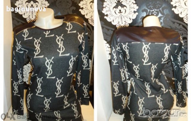 дамска блузка-туника с кожени ръкави-размер- Л - Хл