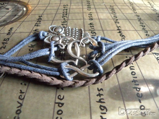 Гривна с висулка бухал, 2 сърца и безкрайност /В-09/, снимка 2 - Гривни - 7103094