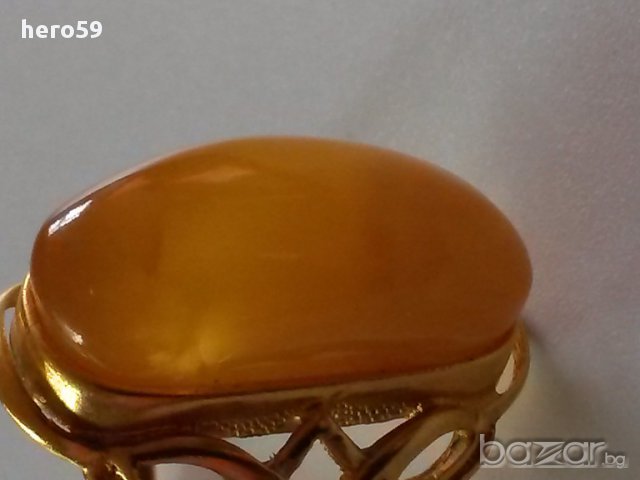 Дамски руски пръстен с натурален кехлибар, снимка 2 - Пръстени - 16756765