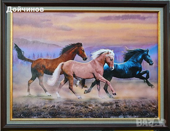 ”Препускащи коне”, картина, снимка 1 - Картини - 24711732