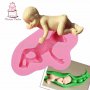 3D бебе с протегната ръка силиконов молд пита декор украса торта фондан гипс сапун тесто отливка, снимка 3