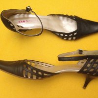 41 San Marina черни луксозни италиански обувки естествена кожа с ток, снимка 1 - Дамски обувки на ток - 20867001