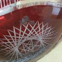  кристална купа цветен червен кристал, снимка 11 - Антикварни и старинни предмети - 25655524