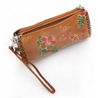 Цветно портмоне с удобна дръжка за китката - цветя и палмички, снимка 2 - Портфейли, портмонета - 15868093
