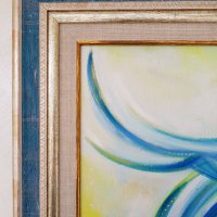 Маслена картина „ Синята ми птица отлетя “, снимка 4 - Изкуствени цветя - 24338862
