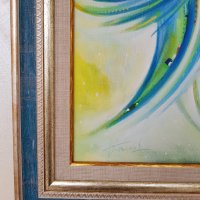 Маслена картина „ Синята ми птица отлетя “, снимка 6 - Изкуствени цветя - 24338862
