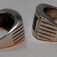 Стар сребърен руски СССР пръстен с оникс и злато, снимка 4 - Пръстени - 22801042