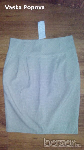 S,M-Нова пола карирана, бежова, с етикет, снимка 1