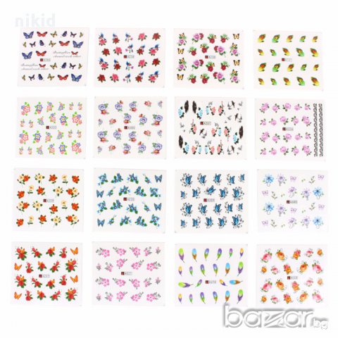 # 7  МОДЕЛ 50 БР пеперуди цветя и дантела татос ваденки водни стикери за нокти маникюр, снимка 5 - Продукти за маникюр - 15927132