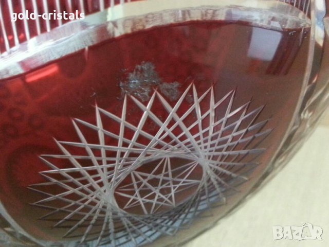  кристална купа цветен червен кристал, снимка 11 - Антикварни и старинни предмети - 25655524