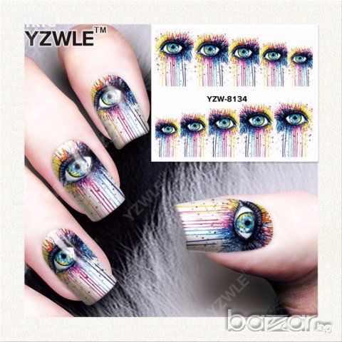 yzw-8134 татос ваденки водни стикери слайдер ваденки маникюр гримирано око декорация за нокти 