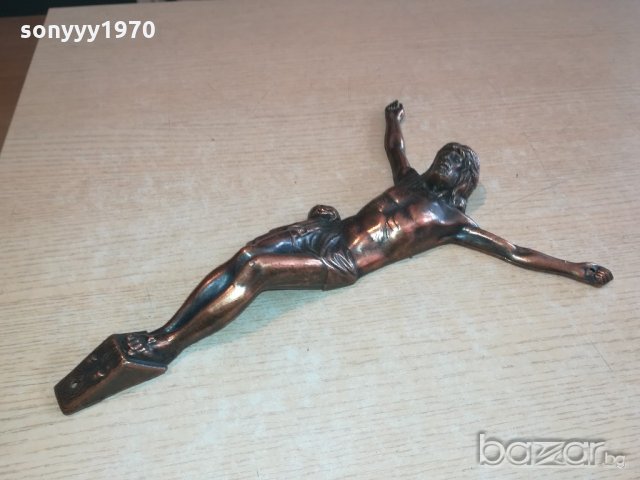 ретро колекция-христос-мед/месинг-внос швеицария-36х24см, снимка 5 - Антикварни и старинни предмети - 21104999