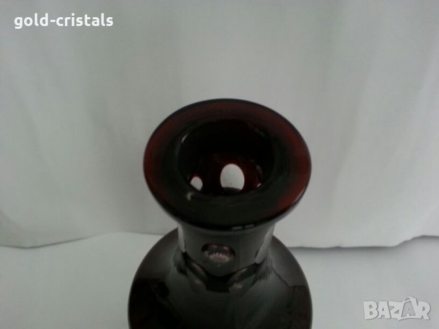 Кристална гарафа и чаши  червен кристал, снимка 6 - Антикварни и старинни предмети - 25547577