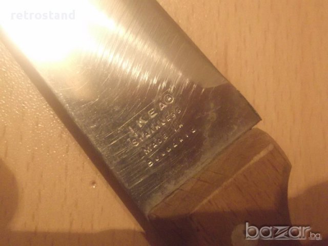 № 1822  стар нож - IKEA - с дървена дръжка - неръждаема стомана - дължина 26 см острие 12,5 см, снимка 3 - Други ценни предмети - 12980748