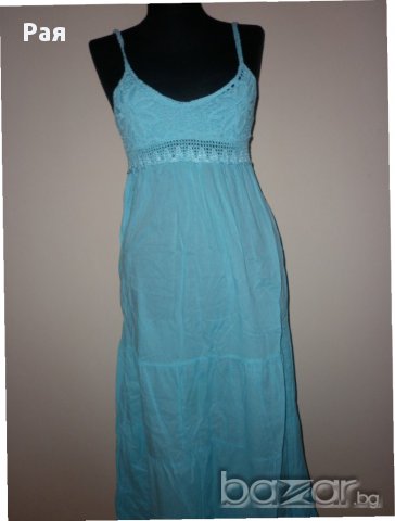 Синя дълга  рокля 100 % памук , снимка 2 - Рокли - 15873065