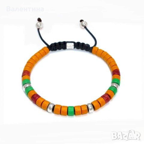  Мъжка гривна от керамични мъниста и 925 сребърни елементи+ ПОДАРЪК