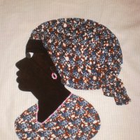  Африканка-картина от текстил върху текстил-варианти, снимка 4 - Колекции - 23347578