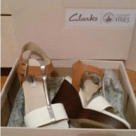 Сандали Clarks Orleans White&Brown Wedge Leather Sandals, снимка 2 - Сандали - 12407534