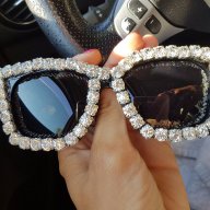 лукс слънчеви очила котешки с кристали, снимка 1 - Слънчеви и диоптрични очила - 16054275