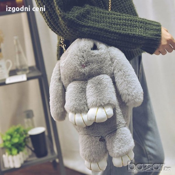 Чанта зайче в светло сиво , снимка 1