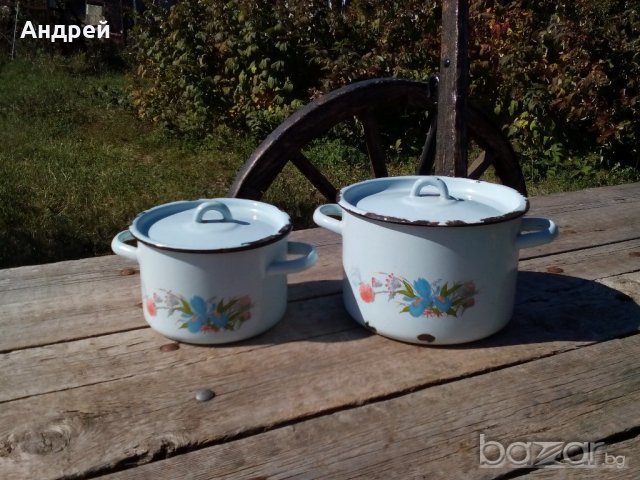 Емайлирана тенджера,тенджери, снимка 4 - Антикварни и старинни предмети - 19566918