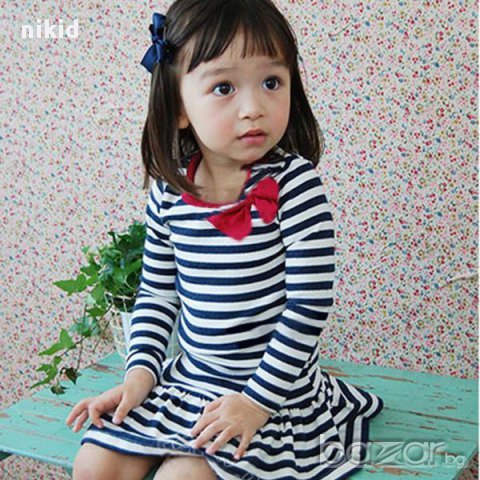 детска рокля на райета с пандела 2 разцветки и размери 130-140, снимка 2 - Детски рокли и поли - 15874202