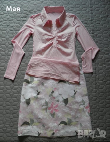 Дамски сет в розово пола и блуза, снимка 2 - Блузи с дълъг ръкав и пуловери - 26115686