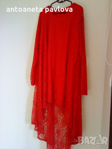 макситуника- рокля дантела в червено, снимка 1 - Рокли - 21628542