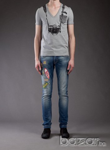 FRANKIE MORELLO GREY CAMERA PRINT Мъжка Тениска size S, снимка 3 - Тениски - 6491224