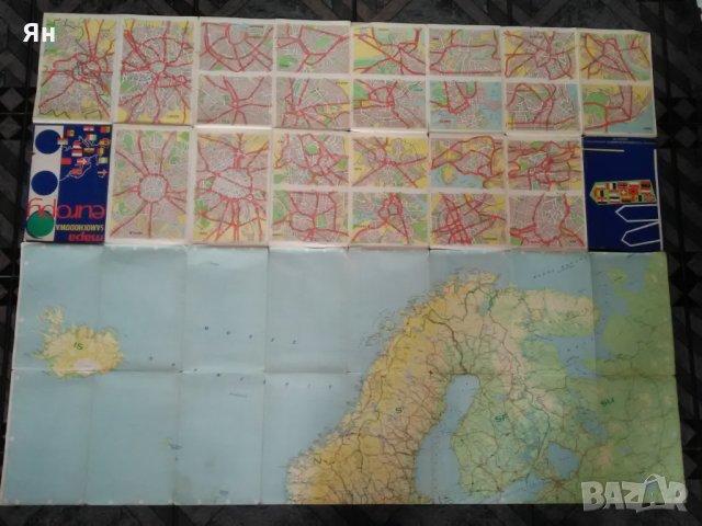 Голяма Стара Автомобилна Карта на Европа/Europa-1974г., снимка 2 - Антикварни и старинни предмети - 23862463