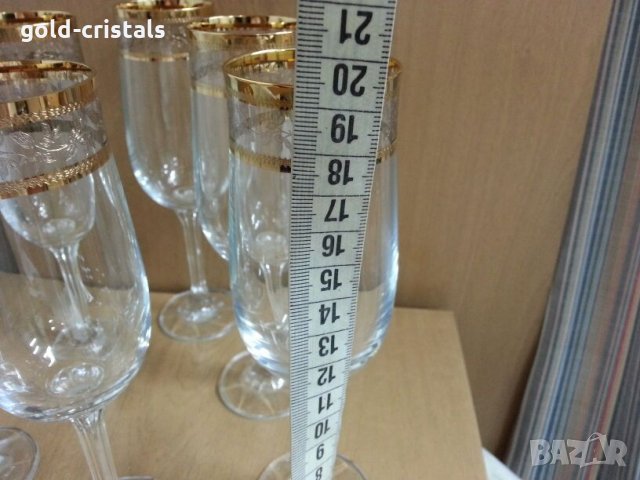 кристални чаши с златен кант , снимка 8 - Антикварни и старинни предмети - 22180312