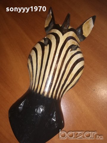 маска от дърво-зебра-31х13х6см-внос швеицария, снимка 2 - Колекции - 20997632