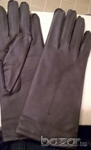 кафяви дамски ръкавици ест. кожа, снимка 2 - Шапки - 20355515