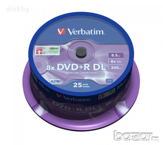 DVD+R DL Verbatim 8.5GB 240min 8x - празни дискове двуслойни, снимка 2 - DVD дискове - 10787599