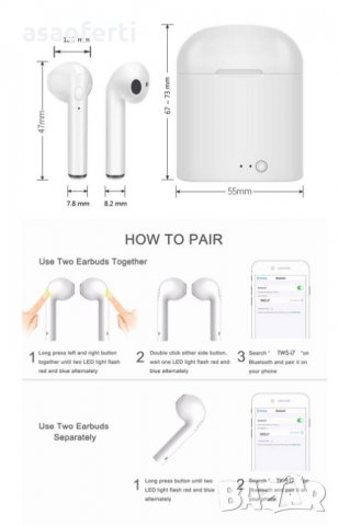 Bluetooth слушалки i7S TWS с Power Bank Charging, снимка 4 - Слушалки, hands-free - 23643259