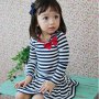 детска рокля на райета с пандела 2 разцветки и размери 130-140, снимка 2