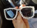 лукс слънчеви очила котешки с кристали, снимка 1