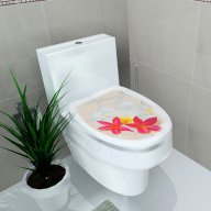 нежни цветя в бяло и розово стикер лепенка за wc тоалетна чиния за капака , снимка 1 - Други стоки за дома - 17397246